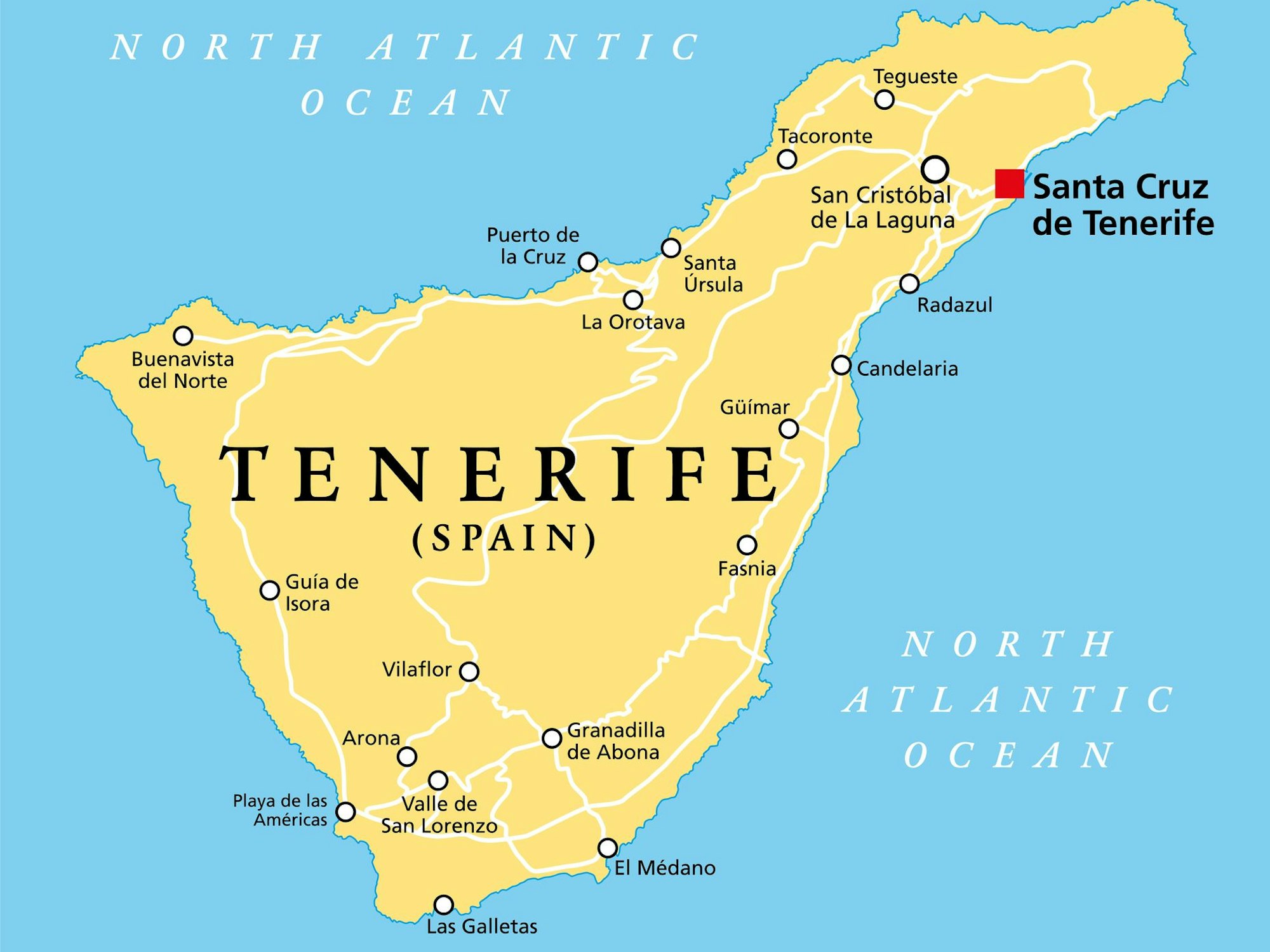 Karte von Teneriffa.