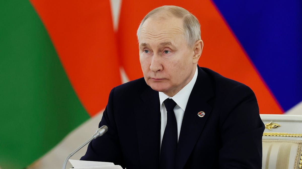 Zu sehen ist Putin auf dem&nbsp;Treffen des Obersten Staatsrates des Unionsstaates Russland-Belarus.