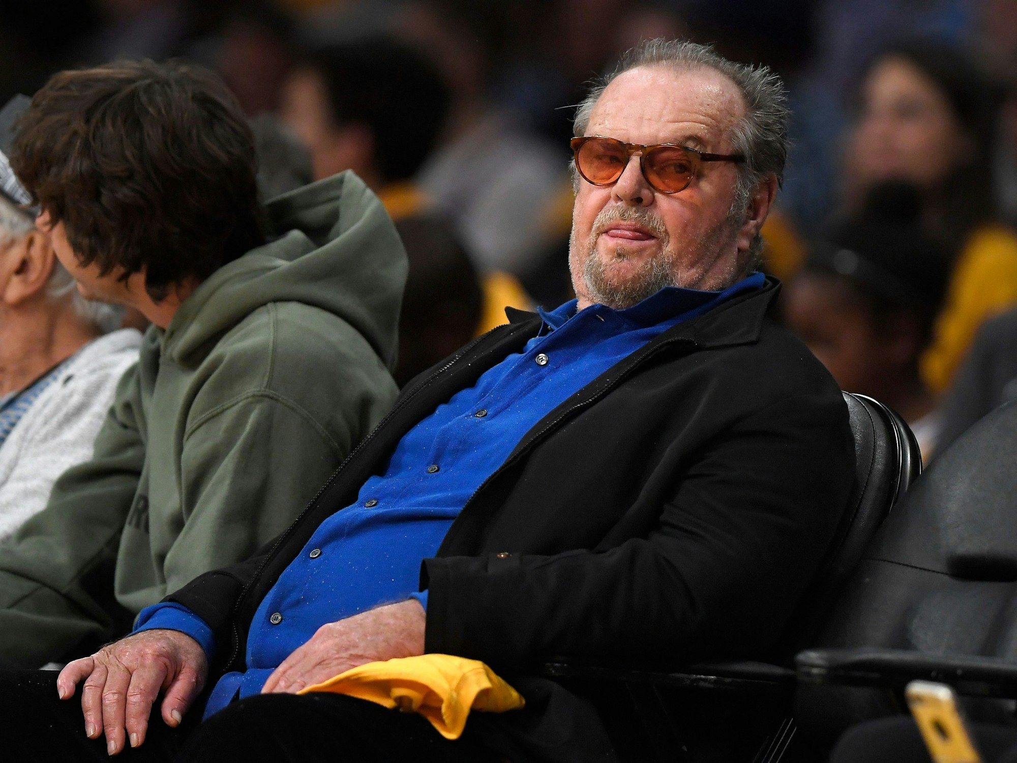 US-Schauspieler Jack Nicholson verfolgt am 19. Oktober 2017 inLos Angeles (USA) das NBA-Basketballspiel zwischen den Los Angeles Lakers und den Los Angeles Clippers.