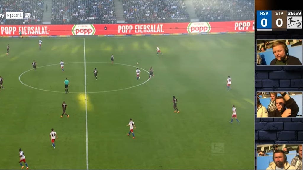 Screenshot der Sky-Übertragung bei YouTube zum Spiel HSV - FC St. Pauli.