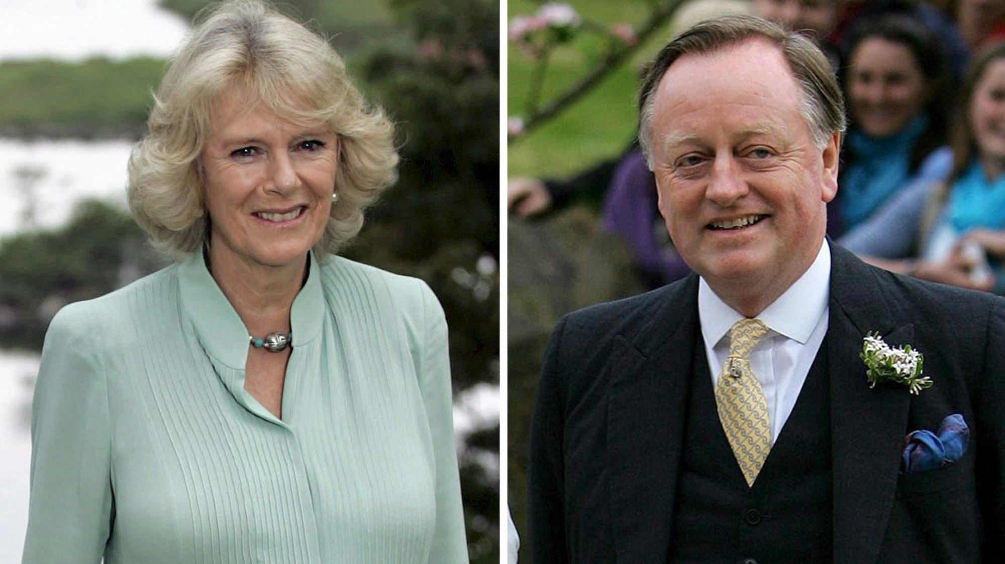 Die Kombo zeigt Herzogin Camilla (Archivfoto vom 24.11.2007) und ihren früheren Ehemann Andrew Parker Bowles (Archivfoto vom 06.05.2006).