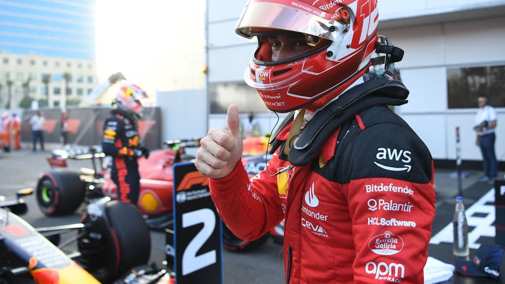 Ferrari-Pilot Charles Leclerc nach dem Qualifying in Baku.