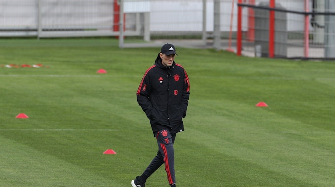 Trainer Thomas Tuchel beim Training des FC Bayern.