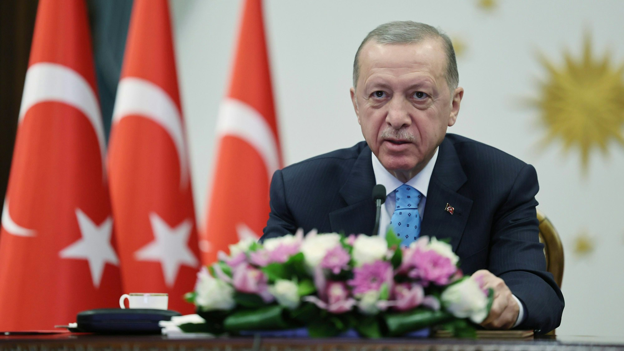 Recep Tayyip Erdogan bei einer Pressekonferenz.