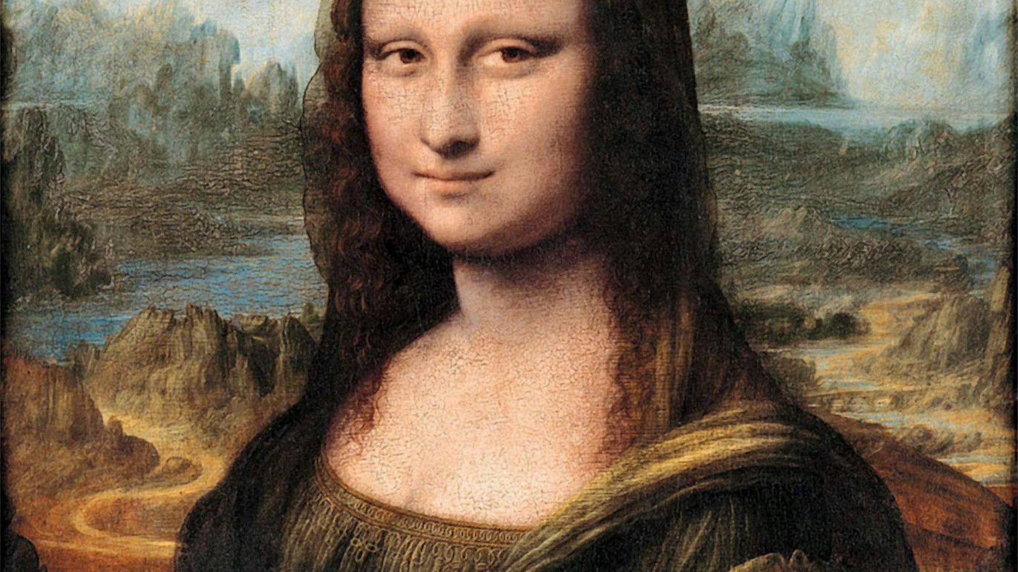 Die Brücke ist rechts hinter der Schulter der „Mona Lisa“ zu sehen.