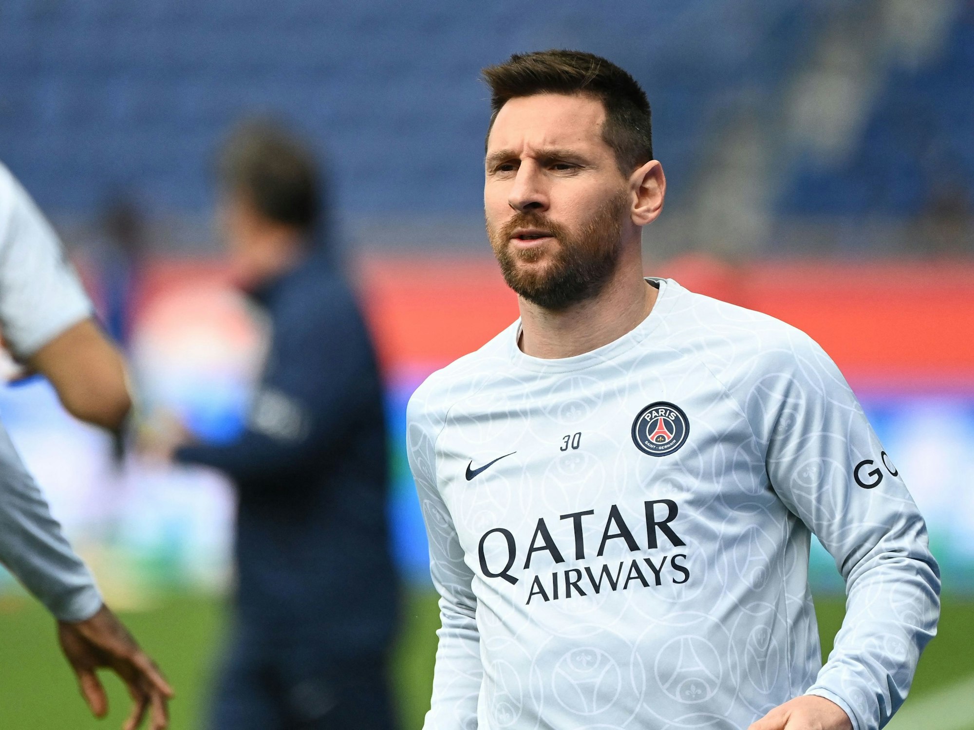 Lionel Messi beim Aufwärmen vor dem Spiel gegen den FC Lorient.