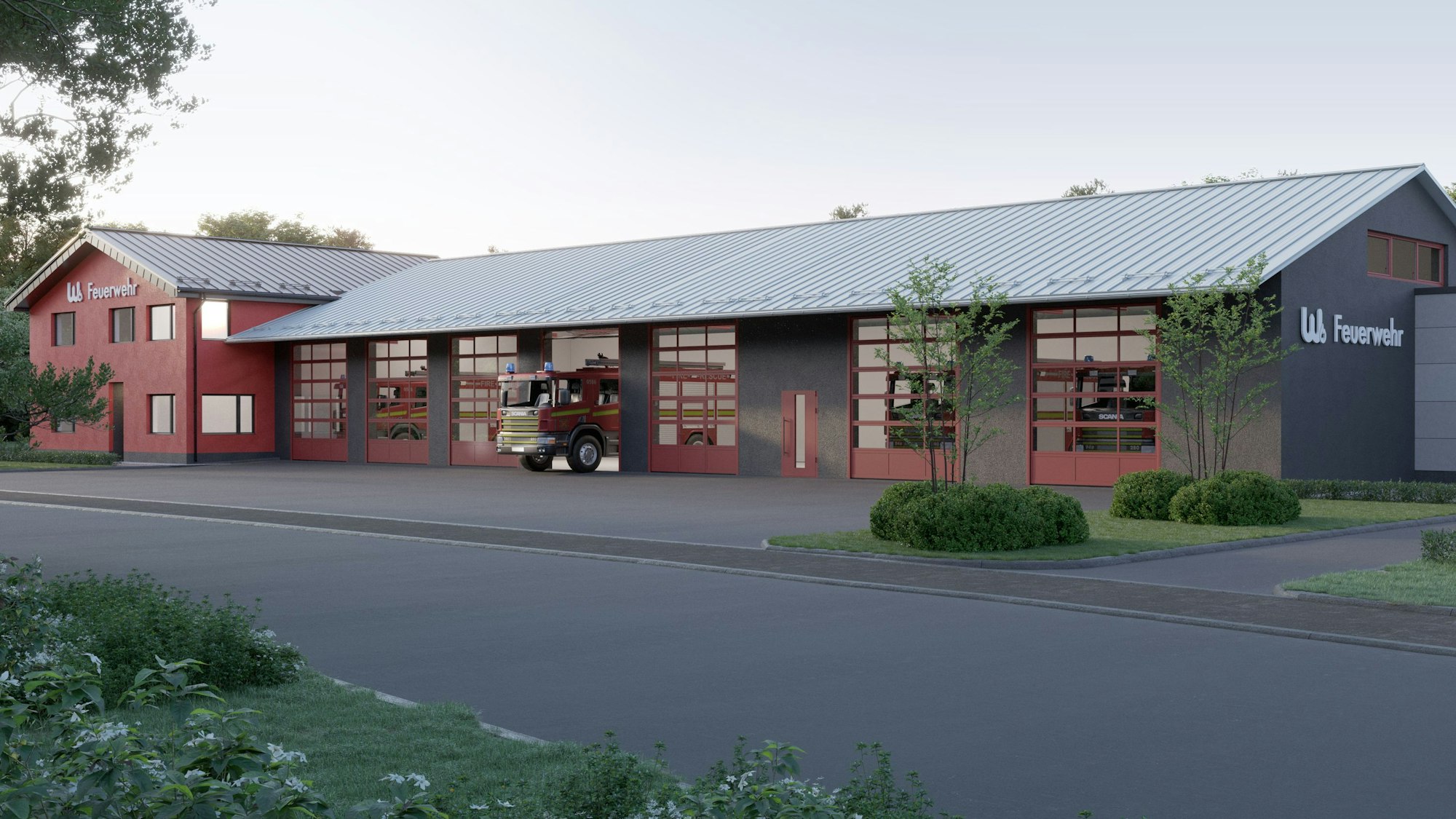 Die Grafik zeigt, wie das neue Feuerwehrgerätehaus in Bomig aussehen soll.