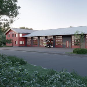 Die Grafik zeigt, wie das neue Feuerwehrgerätehaus in Bomig aussehen soll.