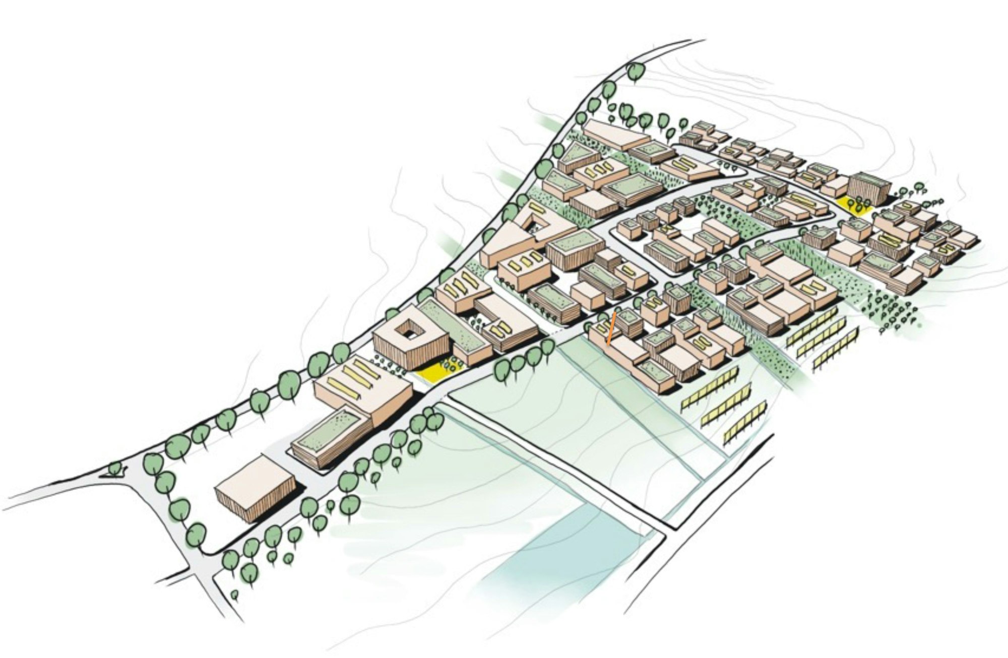 Ein gezeichneter Modellplan des Gewerbegebiet Leuscheid im Gemeinderat