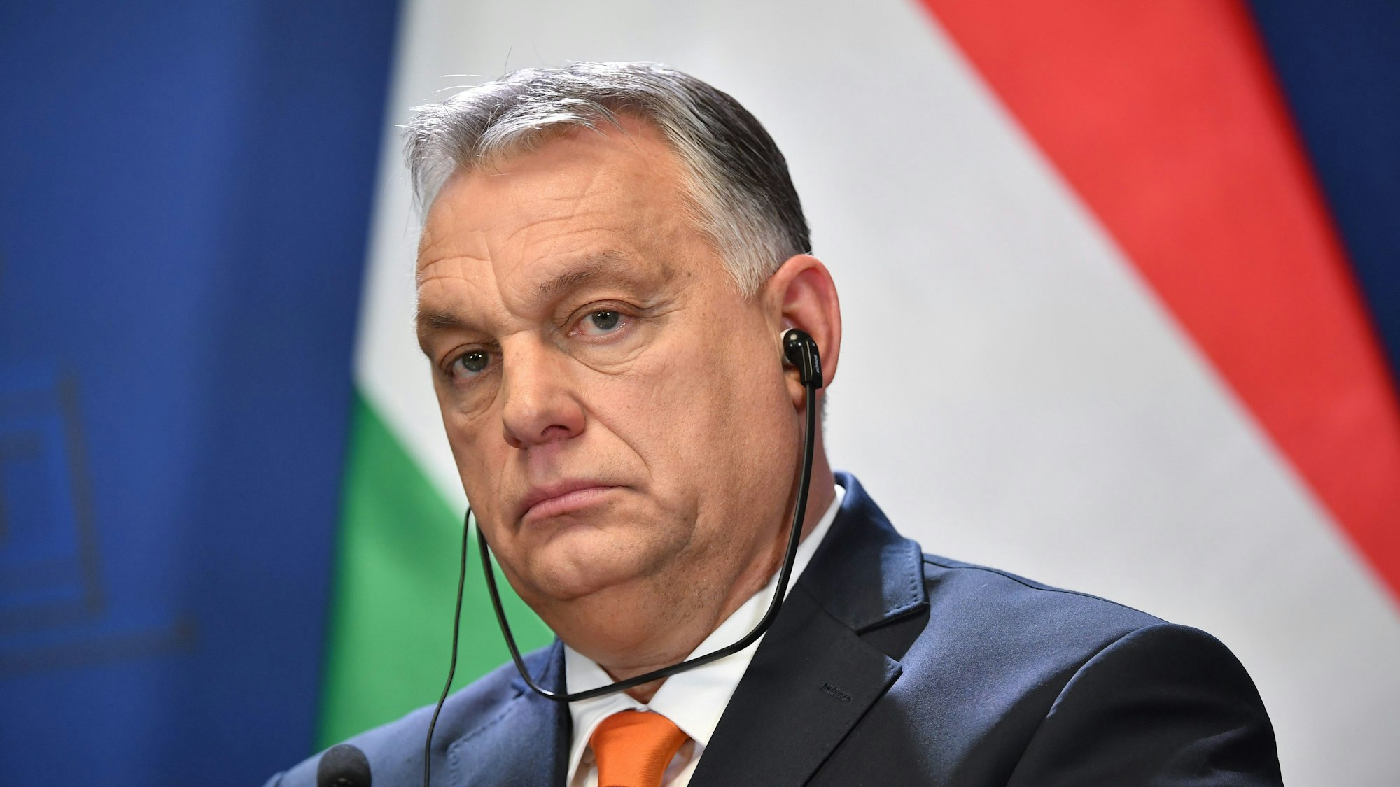 Ungarns Ministerpräsident Viktor Orban bei einer Pressekonferenz. (Archivbild)
