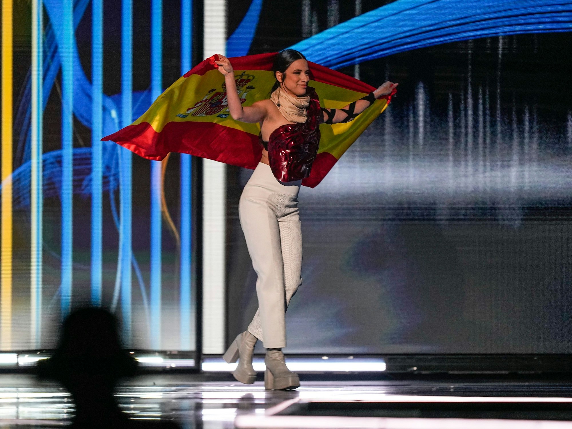 Blanca Paloma aus Spanien wird während der Generalprobe für das große Finale beim Eurovision Song Contest vorgestellt.