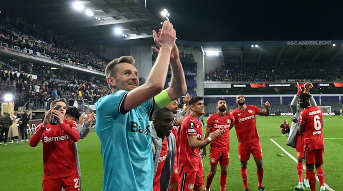 Leverkusens Torwart Lukas Hradecky freut sich auf das Rückspiel gegen Rom.