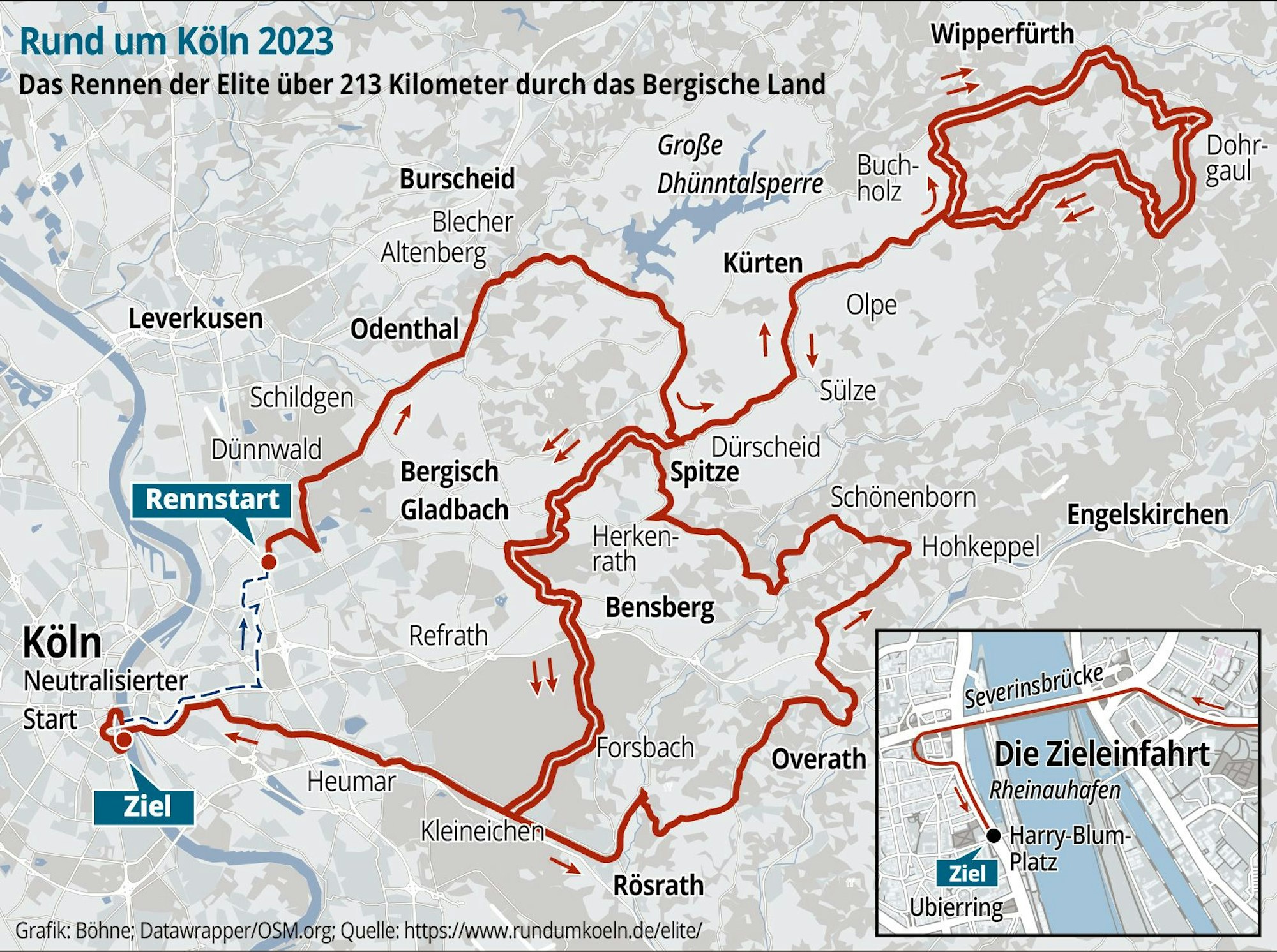 Streckengrafik Rund um Köln 2023