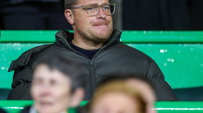&nbsp;Leipzigs Sportdirektor Max Eberl sitzt im Celtic Park auf der Tribüne