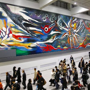 Das Werk von Taro Okamoto (1911-1996) in Shibuya, Tokyo stellt den Moment der Atombomben-Explosion dar.