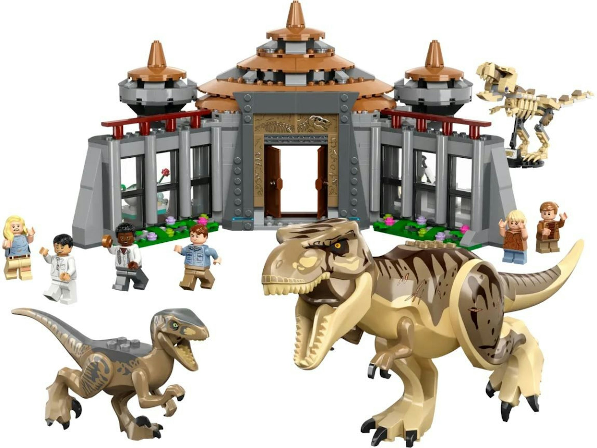 Produktbild Lego Jurassic Park Angriff des T. rex und des Raptors aufs Besucherzentrum (76961)