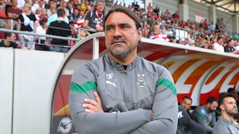 Daniel Farke steht bei seinem letzten Spiel als Cheftrainer von Borussia Mönchengladbach am 31. Mai 2023 an der Seitenauslinie.