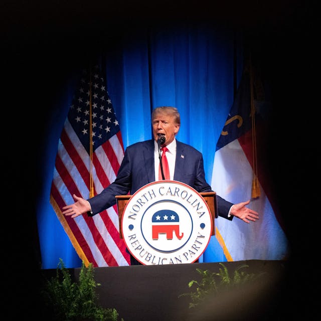 Ex-Präsident Donald Trump spricht am Wochenende in North Carolina zu Mitgliedern der Republikanischen Partei.