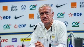 Didier Deschamps ist Cheftrainer der französischen Fußball-Nationalmannschaft. Hier ist er am 9. Juni 2023 während einer Pressekonferenz zu sehen.