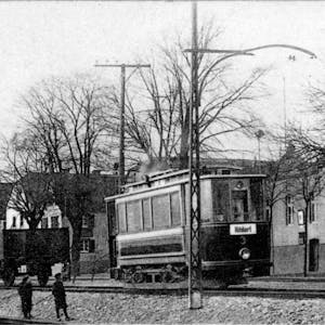 1920: Straßenbahn in Hitdorf.