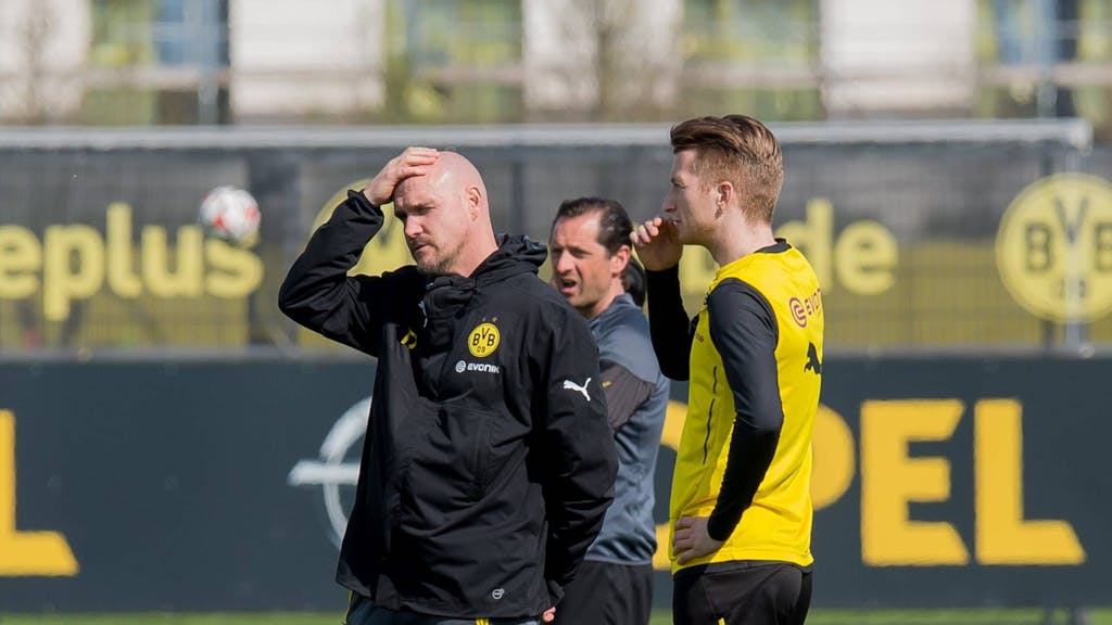 Thomas Zetzmann und Marco Reus beim BVB-Training.