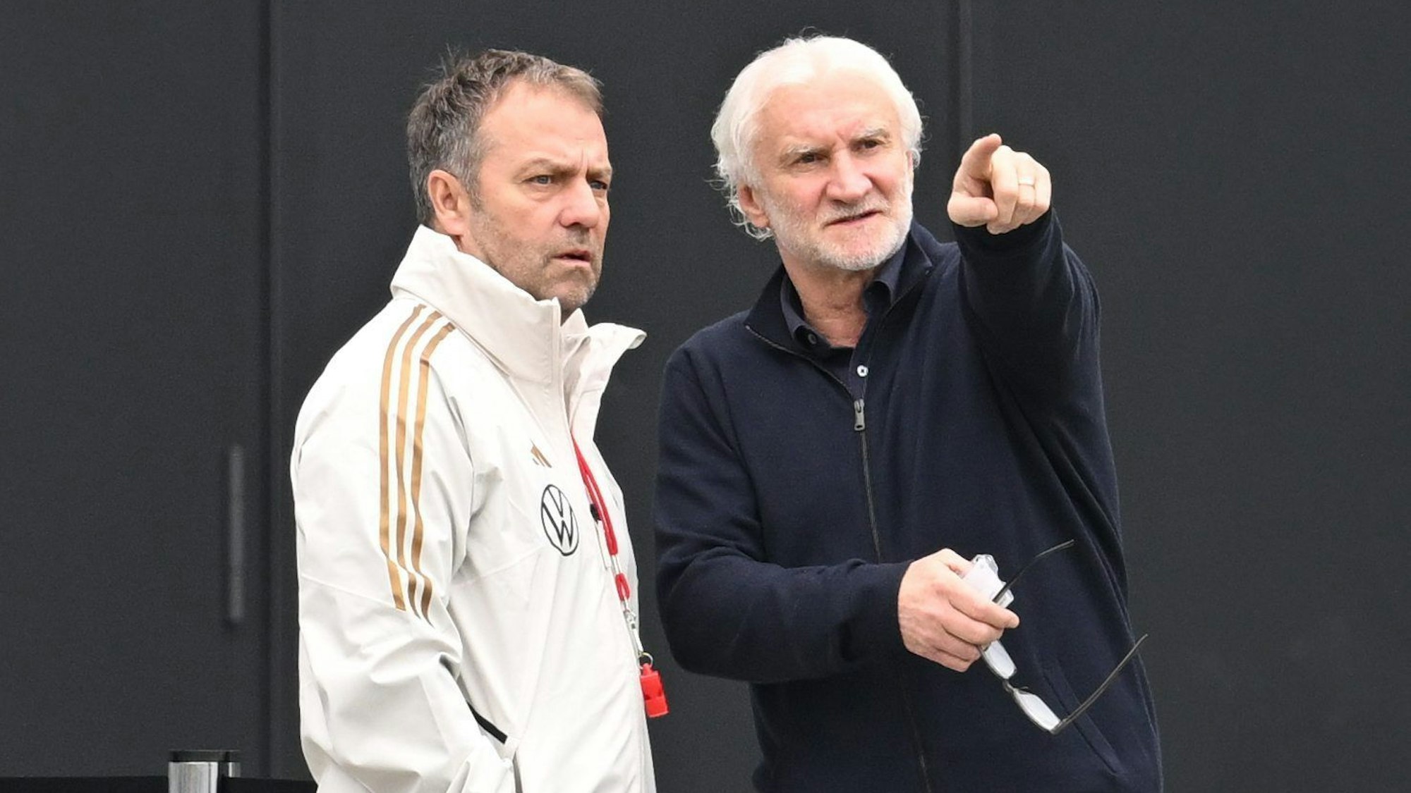 Rudi Völler (r.) und Hansi Flick.