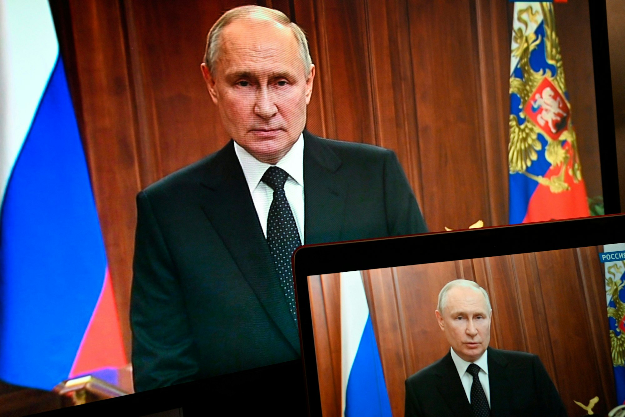 Russlands Präsident Wladimir Putin in einer TV-Ansprache