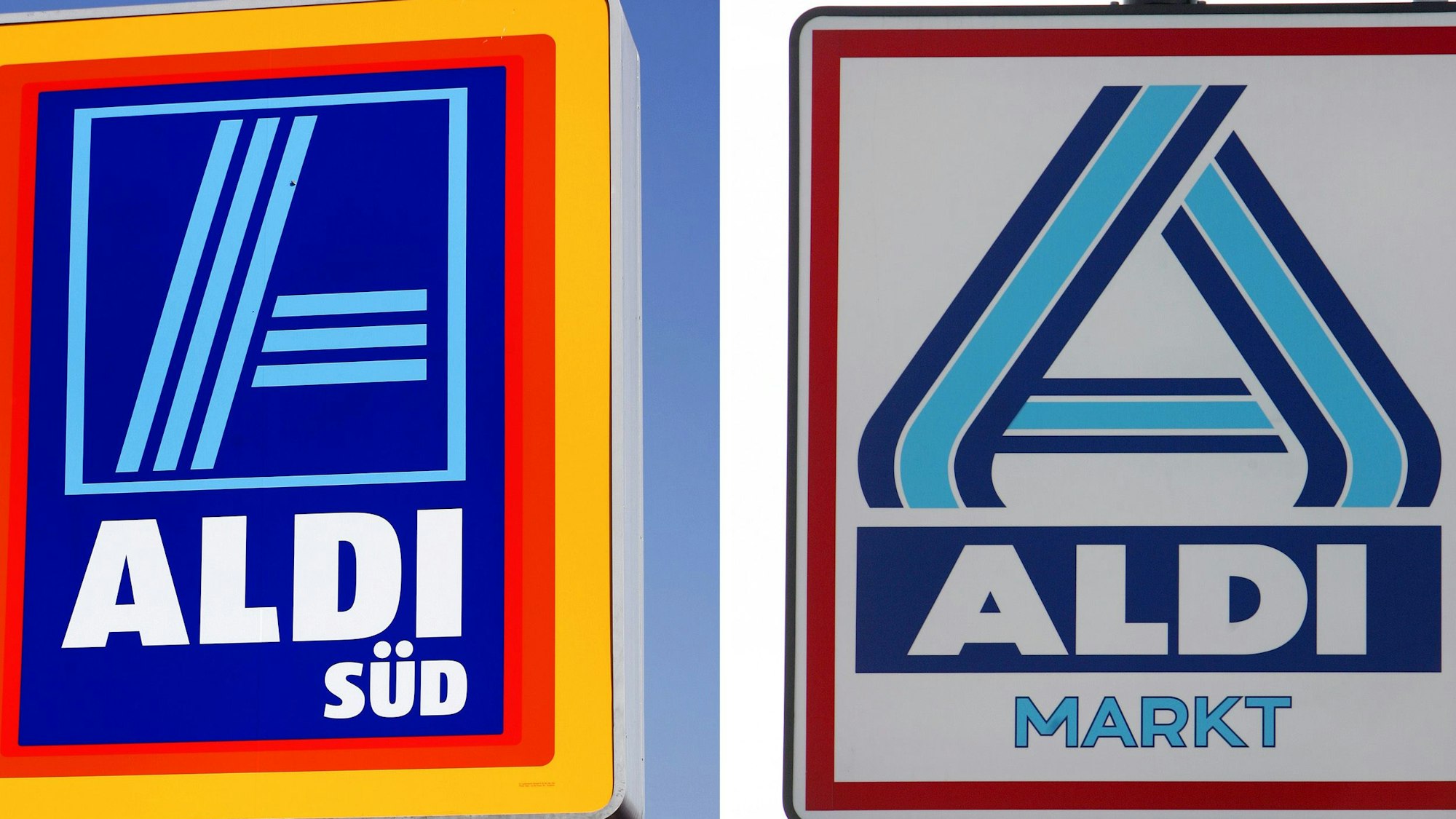 Die Logos von Aldi Süd und Aldi Nord