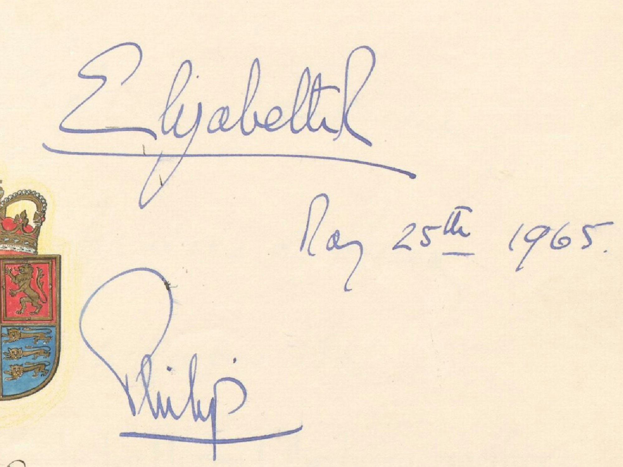 Die Unterschriften von Königin Elizabeth II. und Prinz Philip 