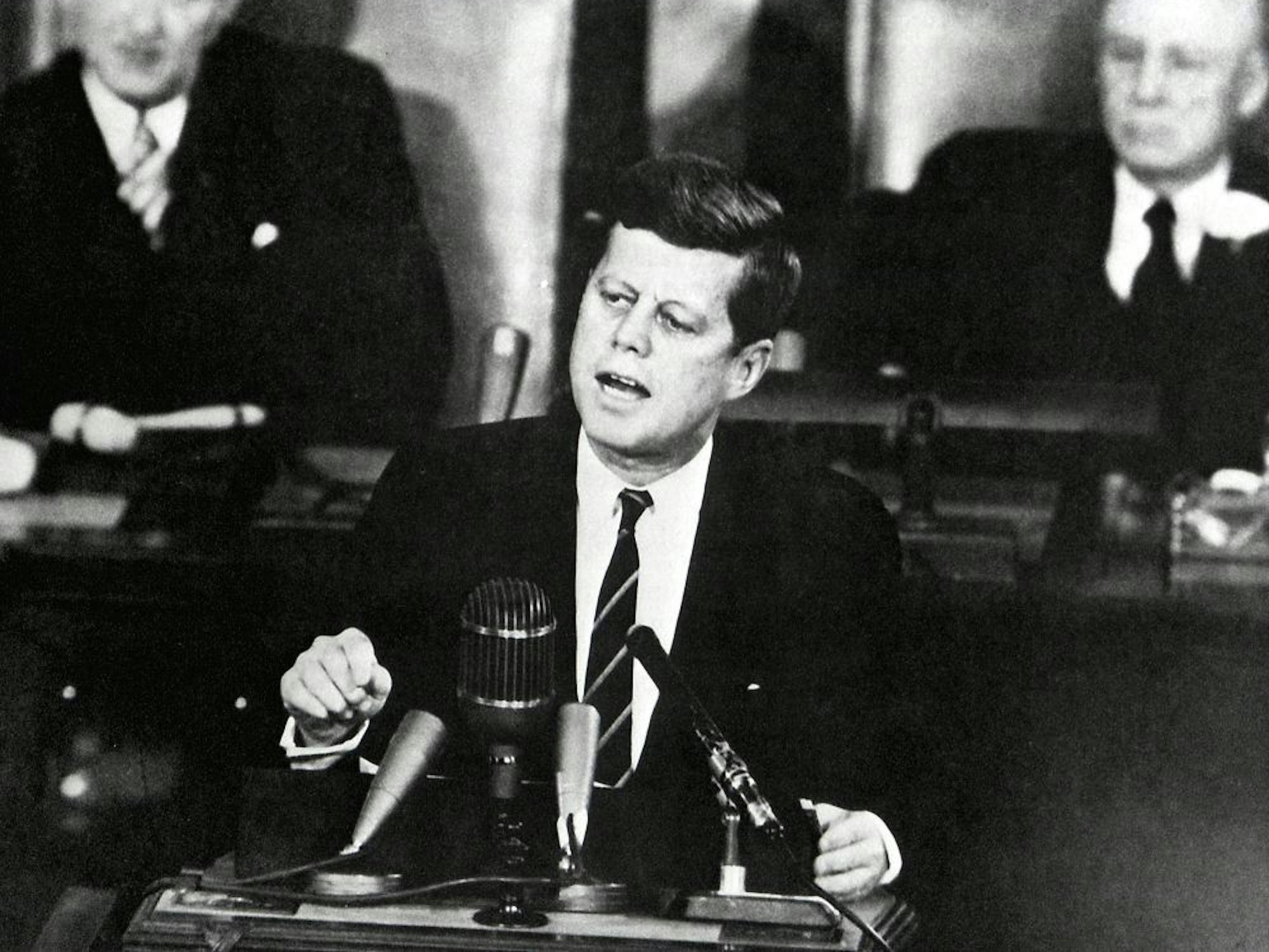 Der ehemalige US-Präsident John F. Kennedy bei einer Rede in Washington