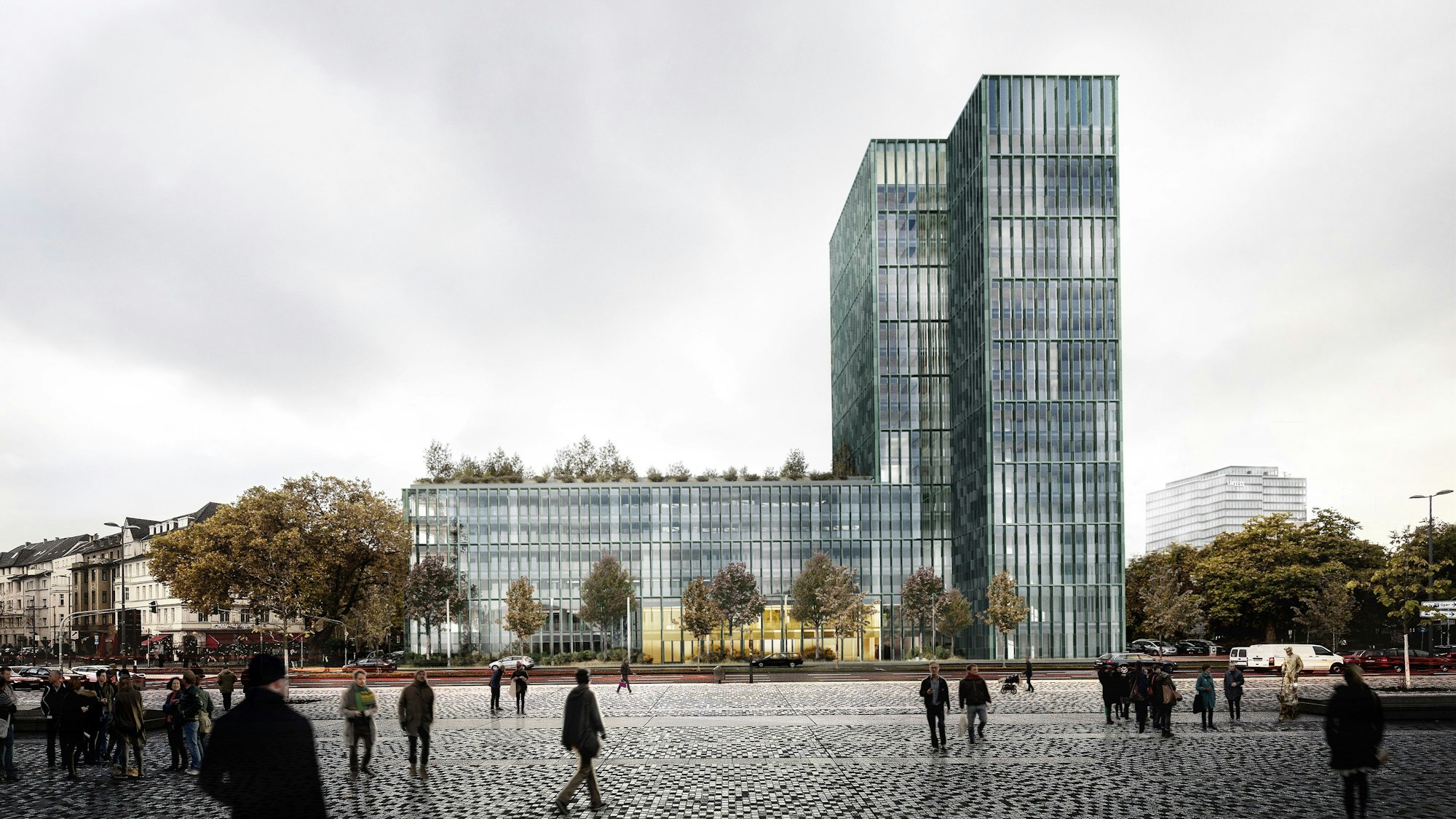 Die Visualisierung zeigt das neue Hochhaus am Ottoplatz.