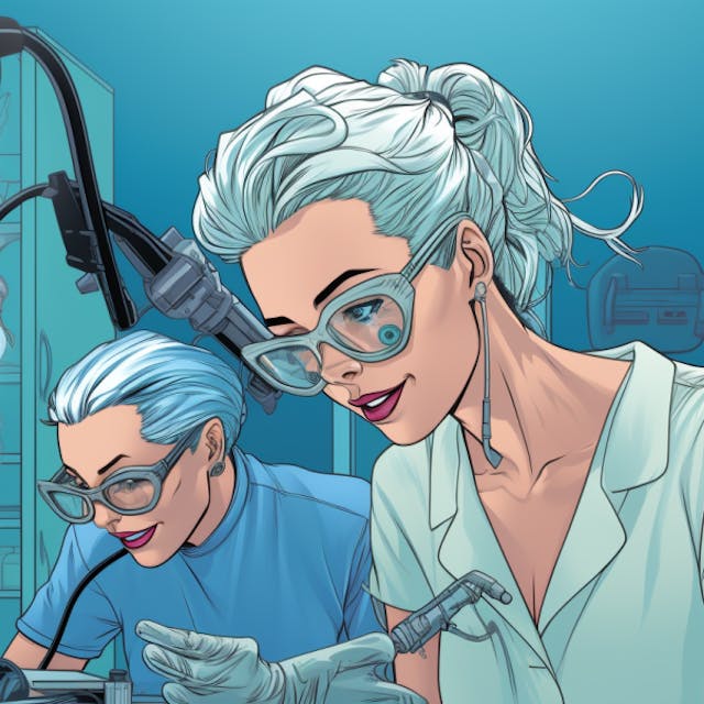 Illustration: Zwei Frauen arbeiten in einem Labor
