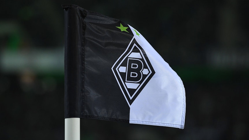 Die Eckfahne von Borussia Mönchengladbach am 23.04.2023 im Borussia-Park.