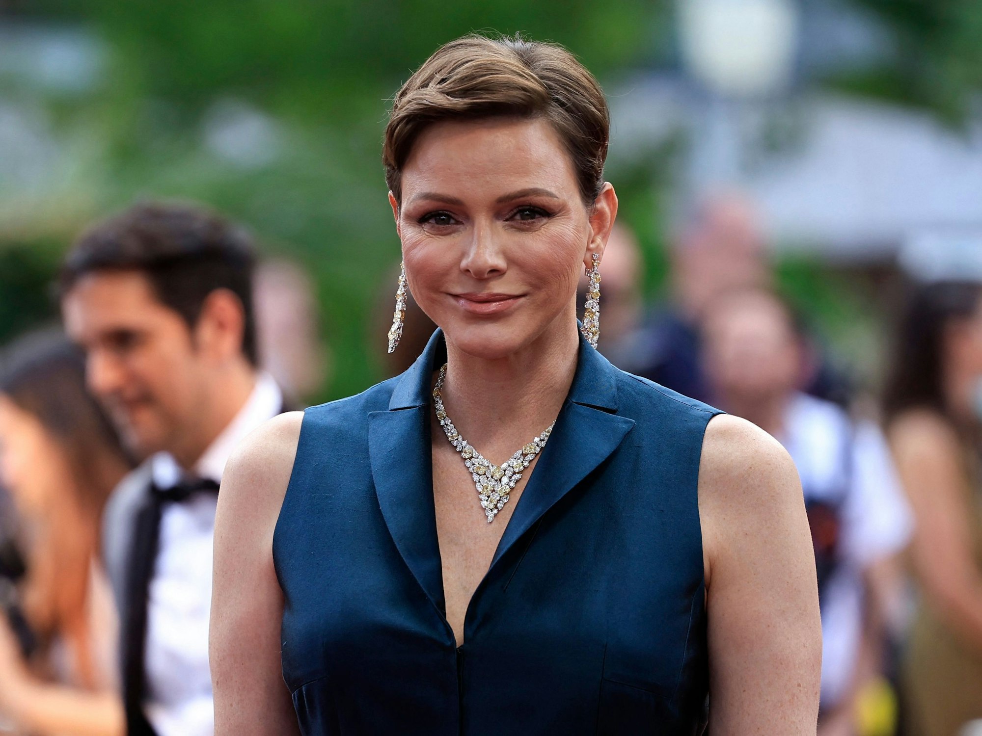 Fürstin Charlène von Monaco lächelt bei den„Golden Nymph Awards“ im Juni 2023 in Monte Carlo.