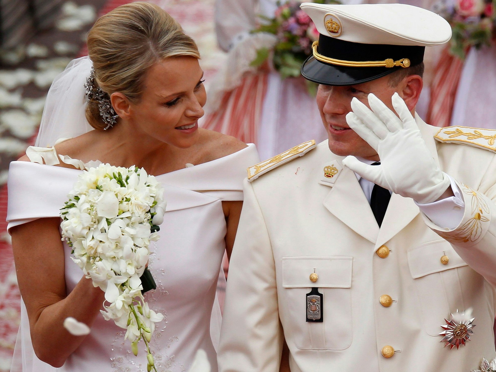Charlène und Albert II. bei ihrer Hochzeit am 2. Juli 2011.
