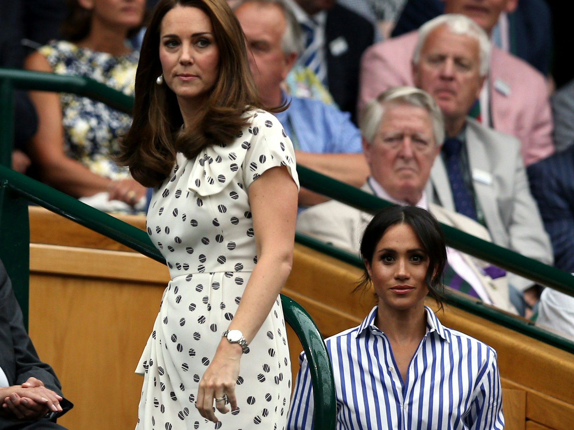 Wimbledon 2018: Die britischen Herzoginnen Kate und Meghan in der königlichen Loge.