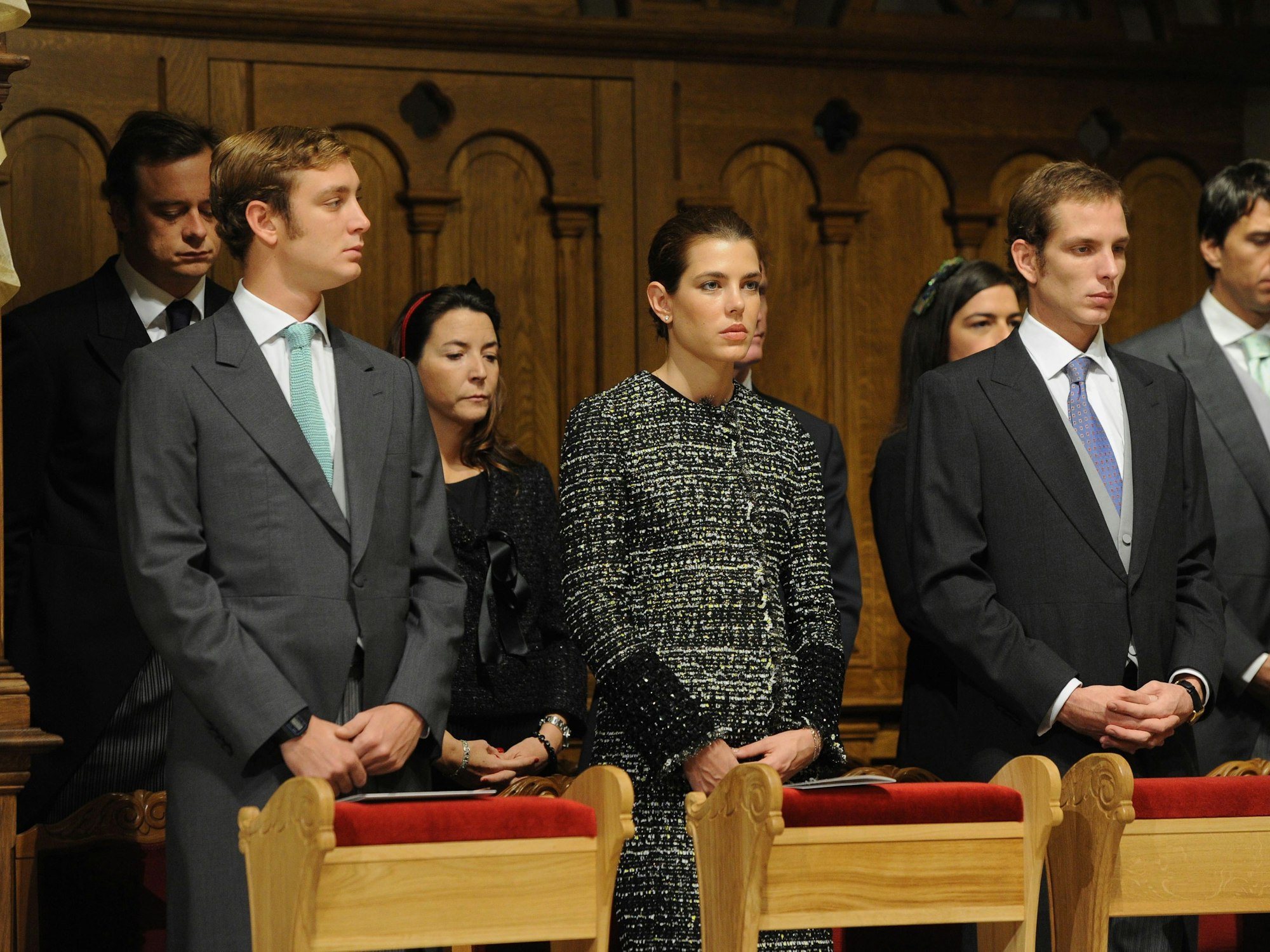 Prinzessin Carolines Kinder Pierre, Charlotte und Andrea während eines Gottesdienstes in der Kathedrale von Monaco.
