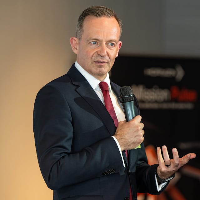 Volker Wissing (FDP), Bundesverkehrsminister und Digitalminister, spricht auf einer Konferenz der TU München zur Zukunft der Drohnen-Industrie.