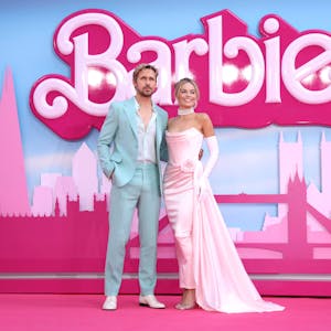 Ryan Gosling und Margot Robbie bei der „Barbie“-Premierein London am Mittwoch.