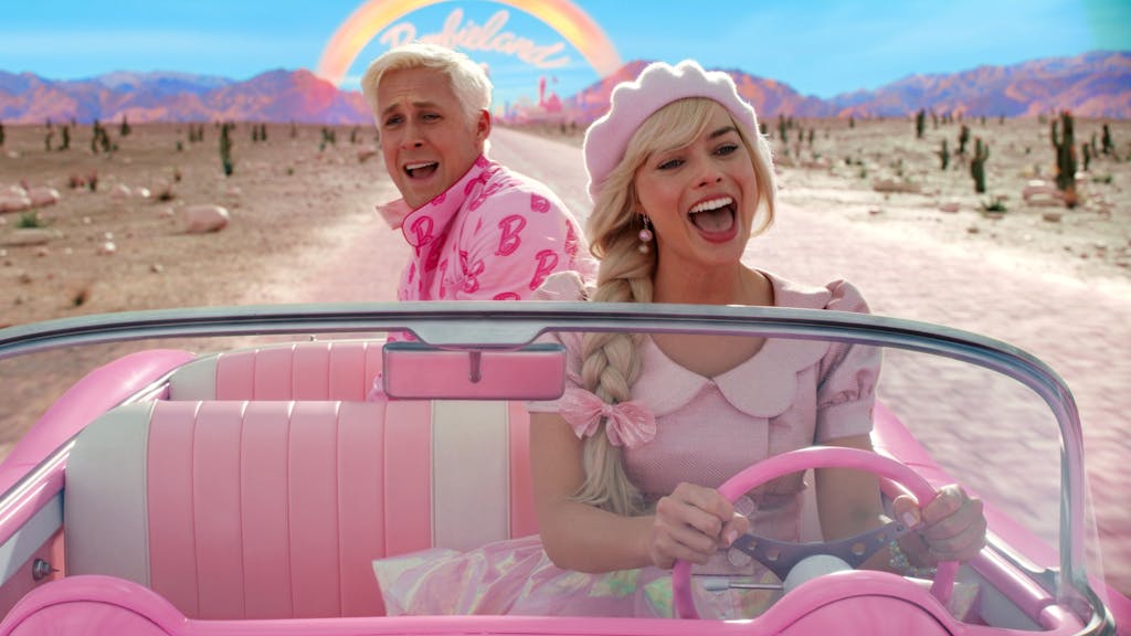 
 Margot Robbie und Ryan Gosling als Barbie und Ken in "Barbie - Der Film". Deutschlandstart: 20. Juli 2023.