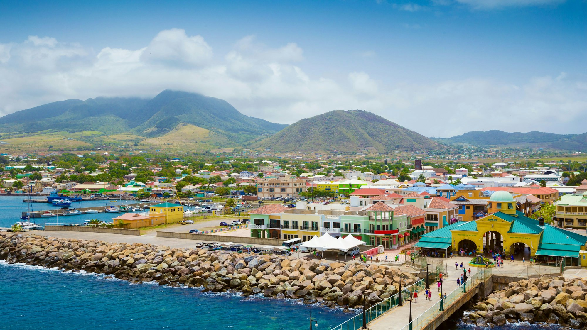 Blick auf den Port Zante in Basseterre Stadt, St. Kitts und Nevis.