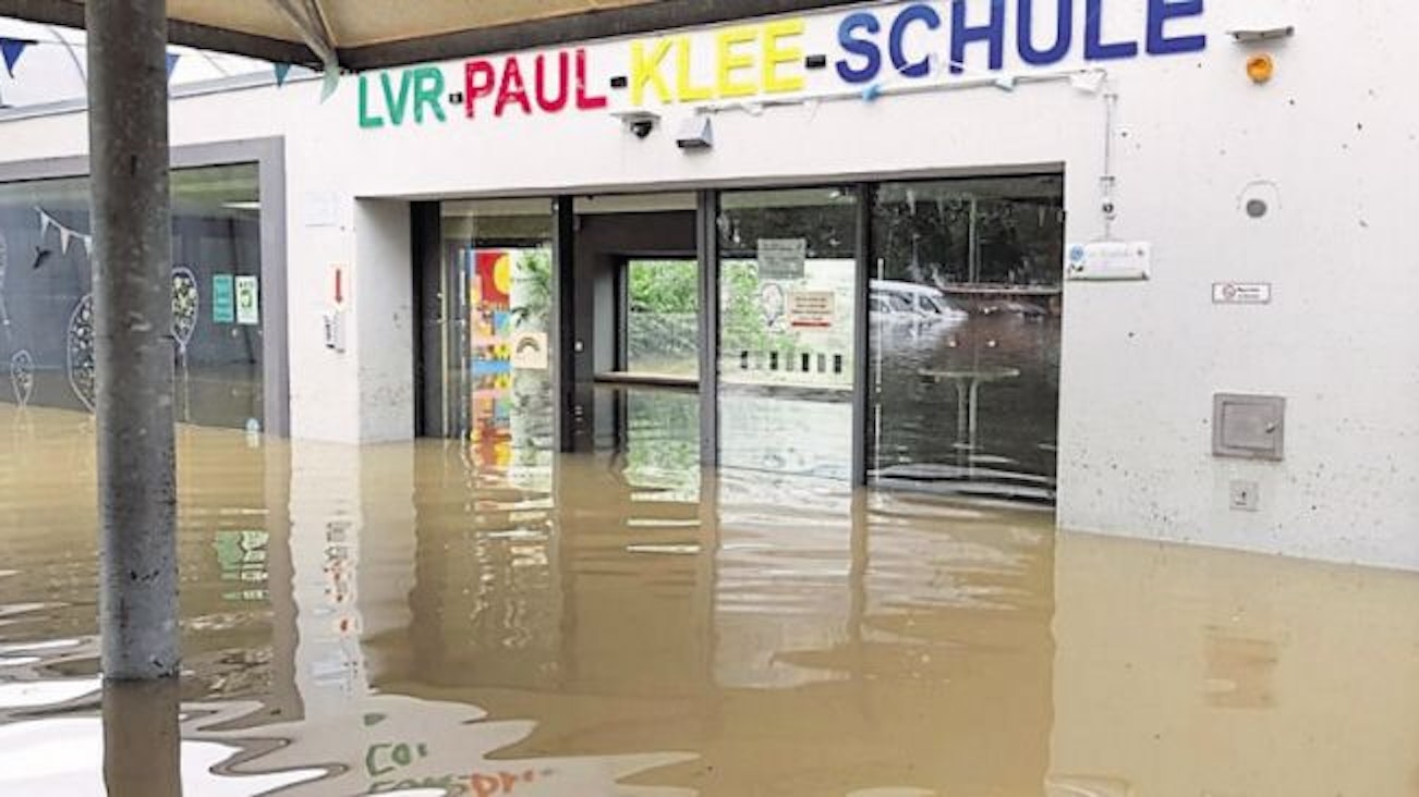 Die überflutete Paul-Klee-Schule im Sommer 2021