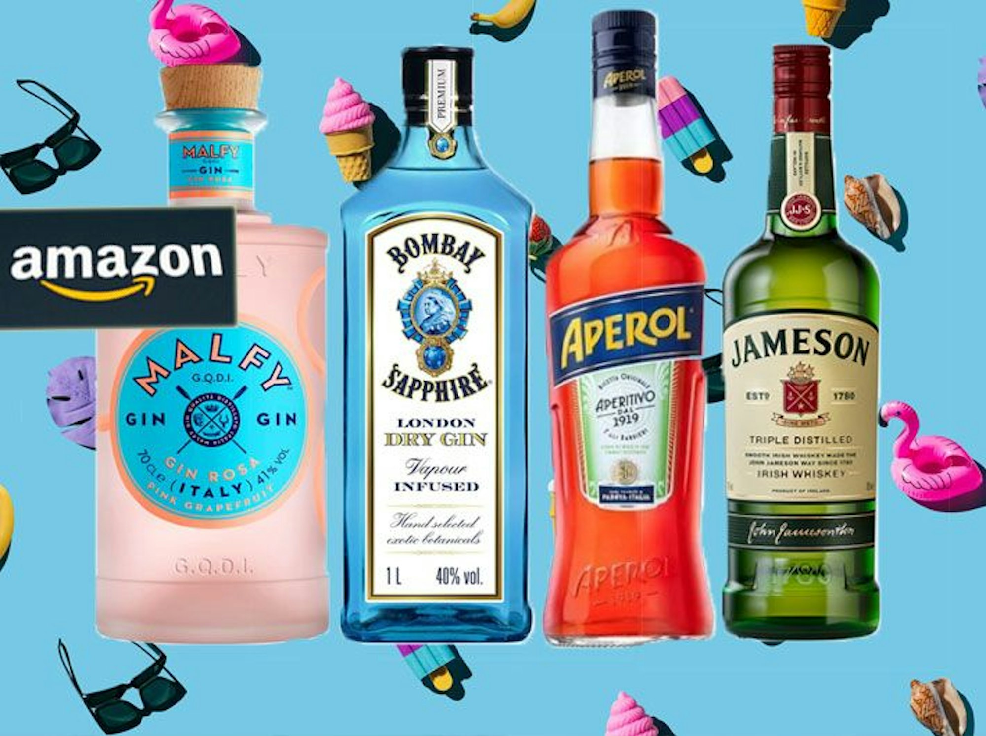Beim Amazon Sommerschlussverkauf jetzt auch auf viele Spirituosen wie Whisky, Gin und weitere von bekannten Marken sparen.