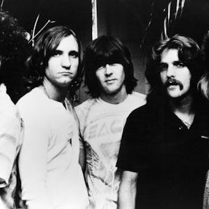 Die Eagles von links nach rechts: Don Henley, Joe Walsh, Randy Meisner, Glenn Frey und Don Felder
