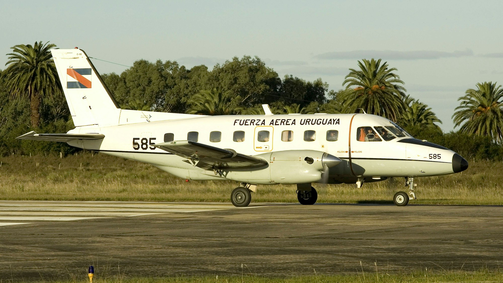 Ein Flugzeug des Typs Embraer EMB 110 Bandeirante, das im Dienste der Uruguayischen Luftwaffe fliegt.