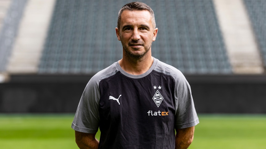 Nicolas Dyon, hier am 14. Juli 2023, Athletiktrainer von Fußball-Bundesligist Borussia Mönchengladbach in der Saison 2023/24.