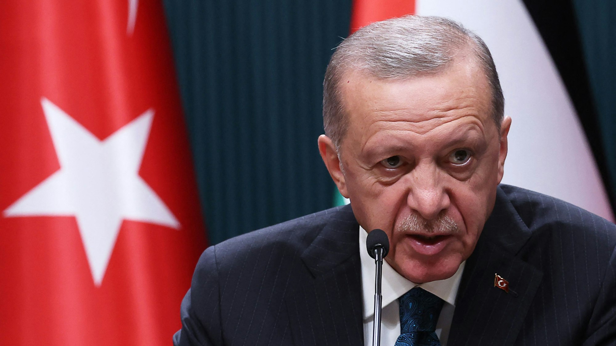 Der türkische Präsident Recep Tayyip Erdogan während einer Pressekonferenz