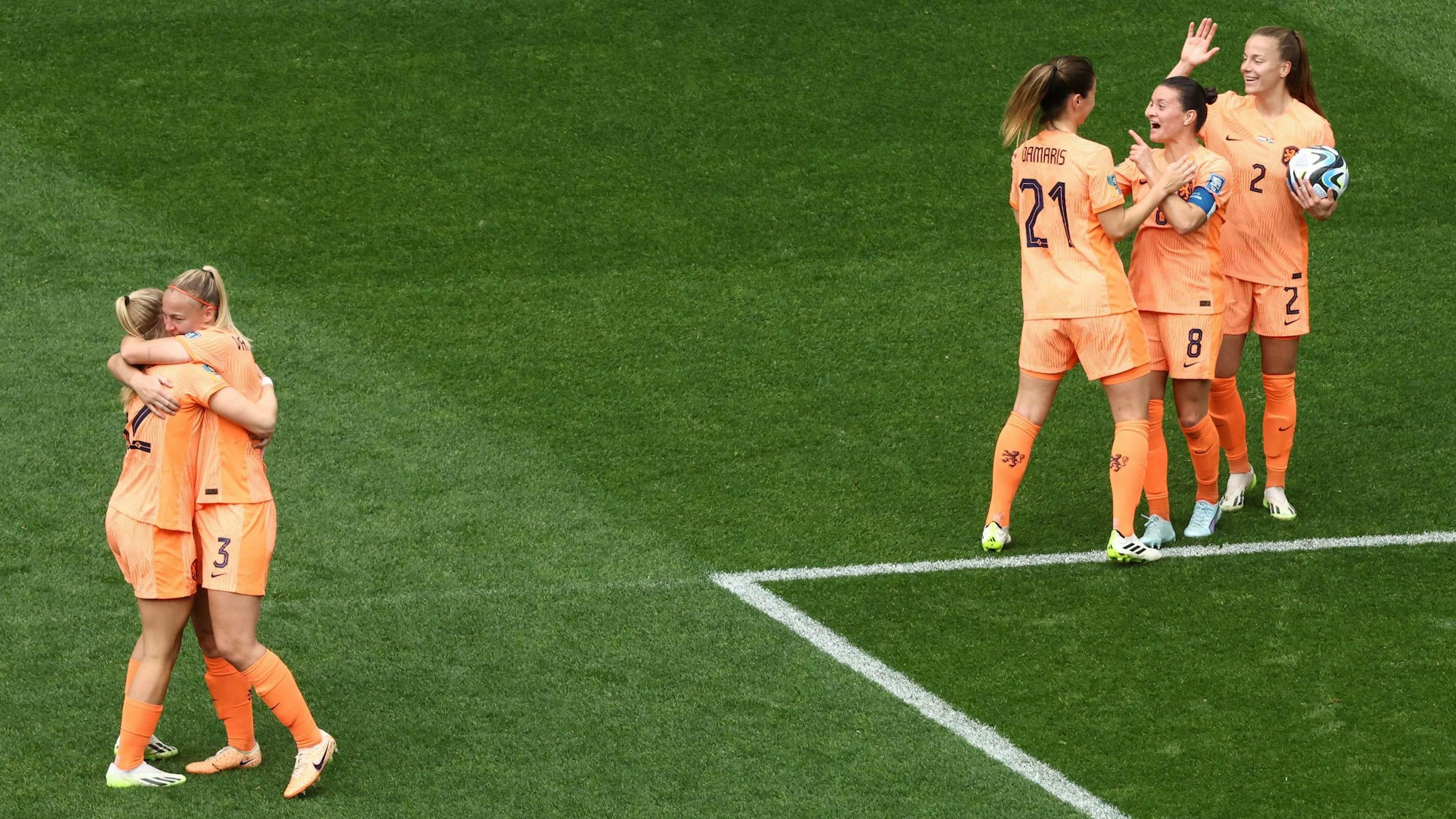 Frauen-Fußball-WM in Australien und Neuseeland 2023: die Niederländerinnen jubeln.