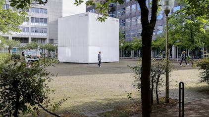 02.08.2023, Köln: Der hdak-Kubus des Hauses der Architektur auf dem Josef-Haubrich-Hof.

Foto: Michael Bause




