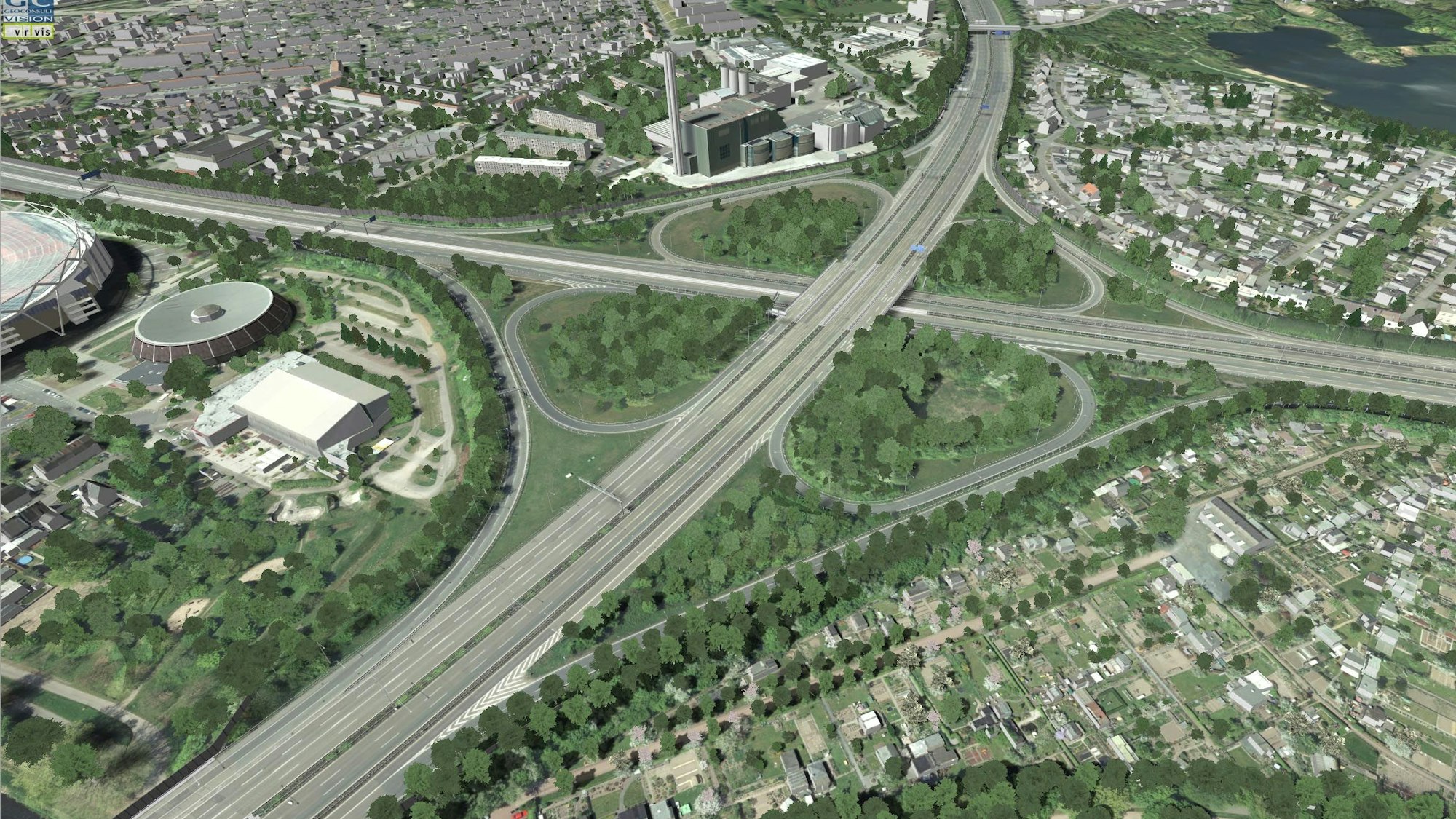 Standbild aus einem Video der Autobahn GmbH zur Visualisierung des geplanten Autobahn-Kreuz Leverkusen. Gezeigt bei der Infomesse am 14. Februar 2023  A1 A3 Foto: Autobahn GmbH